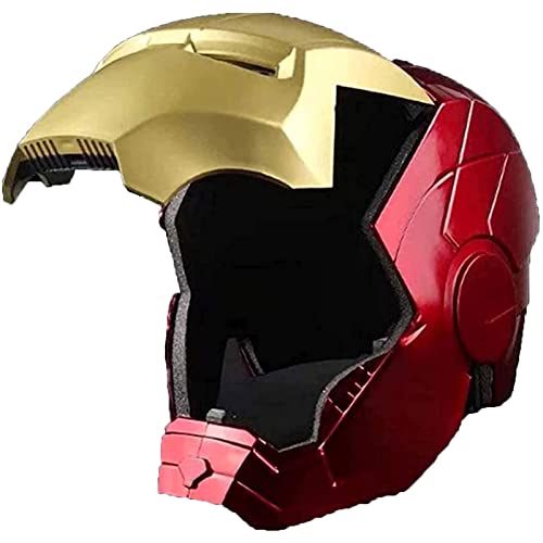 WXHJM Casco Electrónico de Iron Man de Los Vengadores de Marvel Legends Máscaras Luminosos Cascos de Halloween Cosplay Película Deluxe Edition,55 Cm