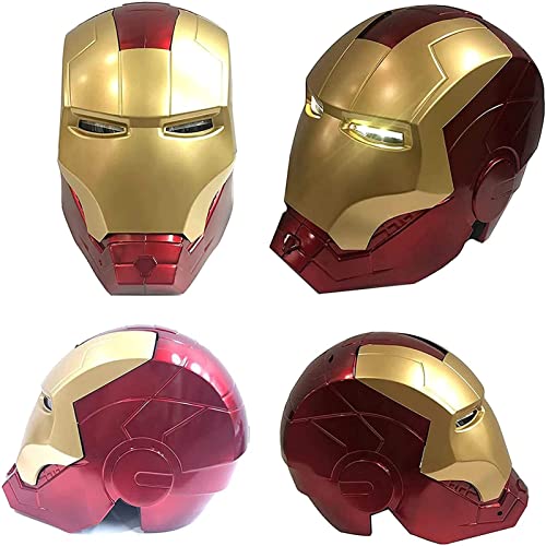 WXHJM Casco Electrónico de Iron Man de Los Vengadores de Marvel Legends Máscaras Luminosos Cascos de Halloween Cosplay Película Deluxe Edition,55 Cm