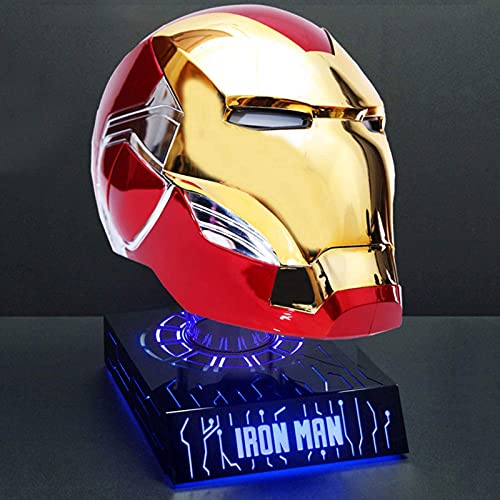 WXHJM Casco Iron Man de Carnaval,con Luz LED China de Control por Voz,1: 1 Relación Realista Altura Eléctrica Casco,para Halloween Cosplay Atrezzo,≤60Cm