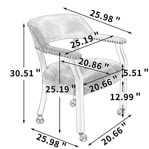 WZFANJIJ Juego de 2 sillas de Mesa de póquer con Ruedas en Cerezo,Grey