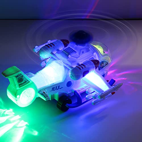 Xbshmw Avión de Niños Juguete, Iluminación Eléctrica, Efecto de Sonido, Modelo de Helicóptero de Simulación, Avión de Pasajeros Terrestre para Niños y Niñas de 3 a 14 años,White Blue,26 × 21cm