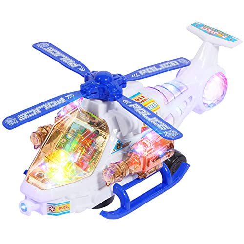 Xbshmw Avión de Niños Juguete, Iluminación Eléctrica, Efecto de Sonido, Modelo de Helicóptero de Simulación, Avión de Pasajeros Terrestre para Niños y Niñas de 3 a 14 años,White Blue,26 × 21cm