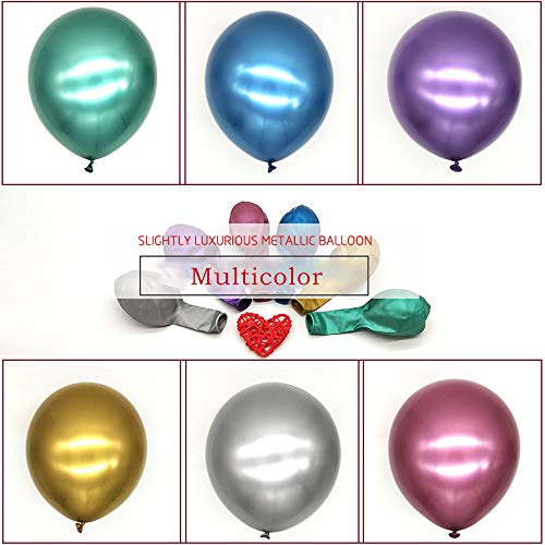 XGzhsa Globos de fiesta metalizados, Globos de látex helio, Paquete de 50 piezas Globos decorativos metálicos para fiesta Cumpleaños Aniversario Boda Graduación Navidad Año Nuevo (Color de mezcla)