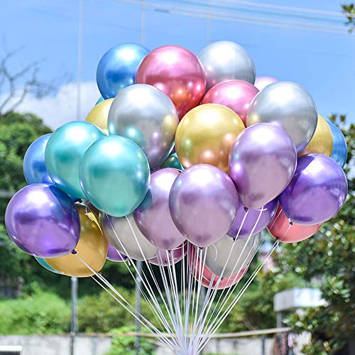 XGzhsa Globos de fiesta metalizados, Globos de látex helio, Paquete de 50 piezas Globos decorativos metálicos para fiesta Cumpleaños Aniversario Boda Graduación Navidad Año Nuevo (Color de mezcla)