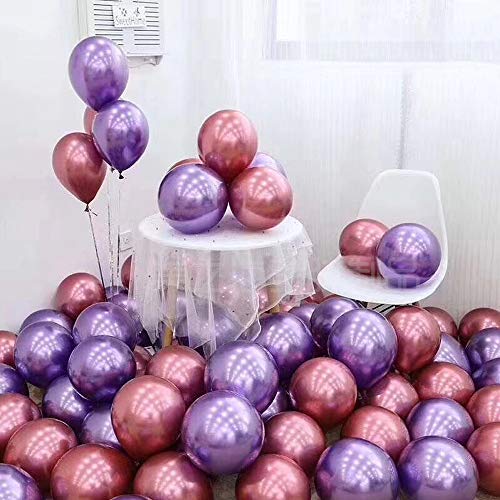 XGzhsa Globos de fiesta metalizados, Globos de látex helio, Paquete de 50 piezas Globos decorativos metálicos para fiesta Cumpleaños Aniversario Boda Graduación Navidad Año Nuevo (Color de mezcla)