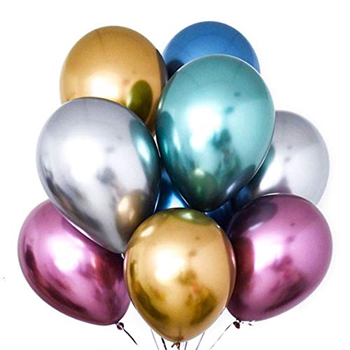 XGzhsa Globos de fiesta metalizados, Globos de látex helio, Paquete de 50 piezas Globos decorativos metálicos para fiesta Cumpleaños Aniversario Boda Graduación Navidad Año Nuevo (Color de mezcla)