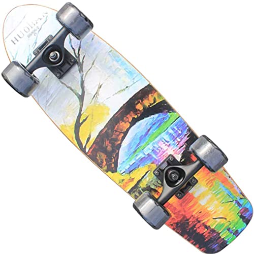 XHAEJ 27 Pulgadas Monopatín de Madera Niños Mini Kickboard Tablero Completo Chica Maple Maple Deck Retro Skate Tableros Niños niños de 8 años Mini Patinetas