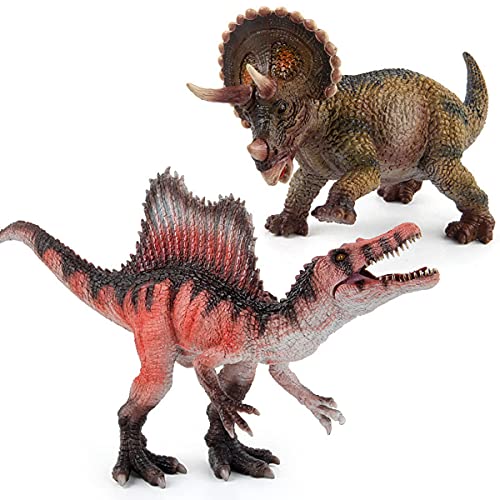 XIAOKEKE 2 Piezas Modelo Spinosaurus/Triceratops, Modelo De Dinosaurio Jurassic World Park, Educación Científica Temprana Y Juguetes Coleccionables, Regalo De Cumpleaños