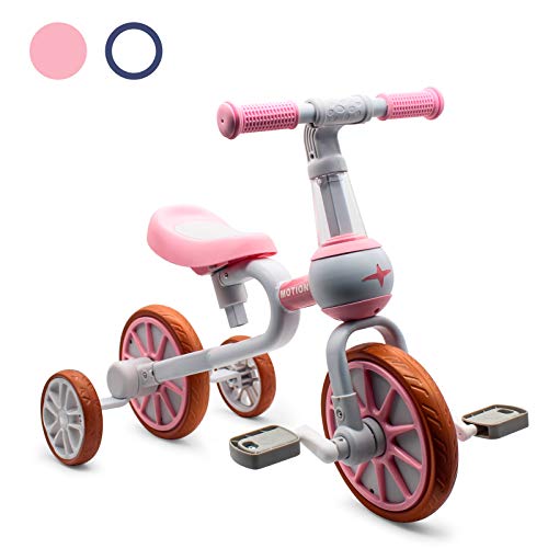 XIAPIA Triciclo Bebe 1 Año, 3 EN 1 Triciclos para Niños, Bicicleta sin Pedales para Niño 1-4 Años, Triciclos Niños 2 Años, Correpasillos de Equilibrio, Rosa