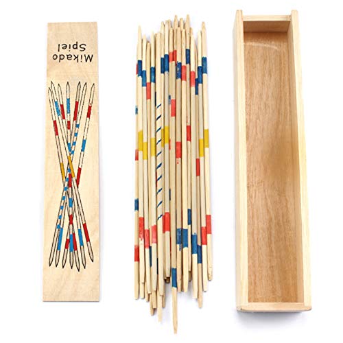 Xrten 155 Pcs Juegos de Mikado, Juego de Mesa con Caja de Madera, El bebé Educativo de Madera recogen Palos