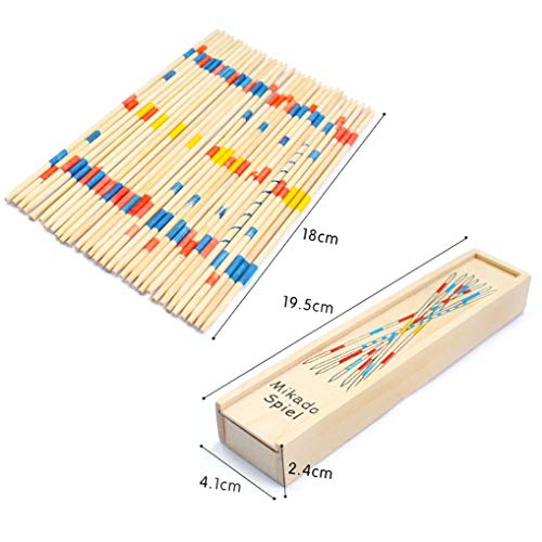 Xrten 155 Pcs Juegos de Mikado, Juego de Mesa con Caja de Madera, El bebé Educativo de Madera recogen Palos