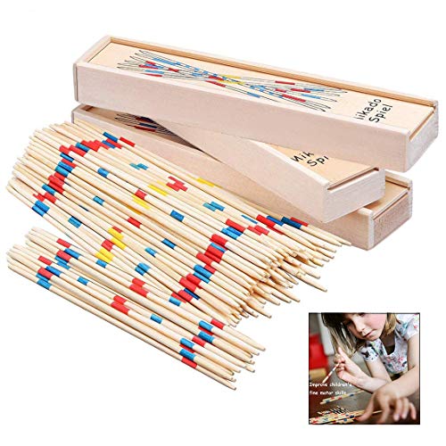 Xrten 155 Pcs Juegos de Mikado, Juego de Mesa con Caja de Madera, El bebé Educativo de Madera recogen Palos