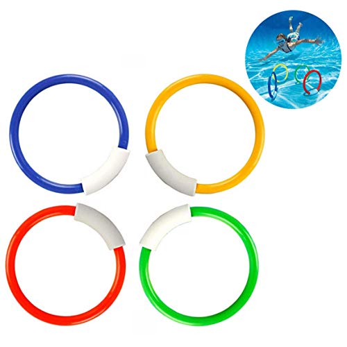 Xrten Juguete de Buceo natación Piscina, 4 Pcs Anillos de Buceo para Niños Juego Acuático