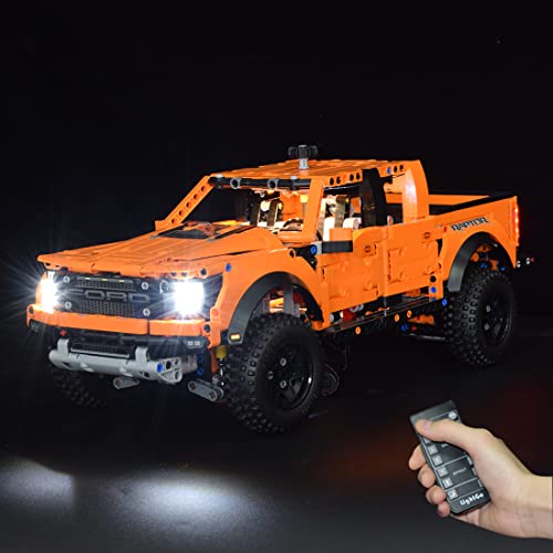 Xshion Kit de iluminación LED con mando a distancia compatible con Lego 42126 Ford F-150 Raptor, alimentación por USB y caja de pilas, 42126 juego de luces LED (no modelo)