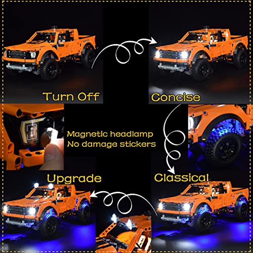 Xshion Kit de iluminación LED con mando a distancia compatible con Lego 42126 Ford F-150 Raptor, alimentación por USB y caja de pilas, 42126 juego de luces LED (no modelo)