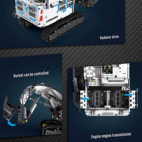 XTOP Technics - Excavadora de orugas con control remoto, 4062 piezas RC Excavadora de vehículos de construcción con motores, compatible con Lego Technic