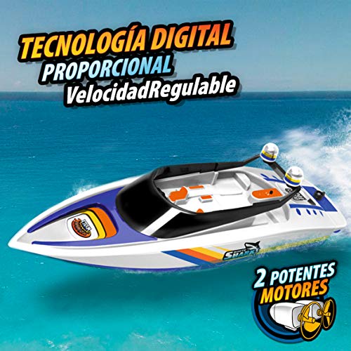 Xtrem Raiders - White Shark, Barco Teledirigido, Barcos Teledirigidos, Lancha Teledirigida Agua, Lanchas Teledirigidas, Juguetes para Niños, Barco Radiocontrol, Boat RC