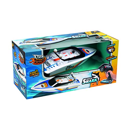 Xtrem Raiders - White Shark, Barco Teledirigido, Barcos Teledirigidos, Lancha Teledirigida Agua, Lanchas Teledirigidas, Juguetes para Niños, Barco Radiocontrol, Boat RC