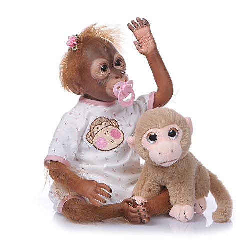 XWZ Muñeca Reborn De 22 Pulgadas Monkey Boy, Pintura Detallada Hecha A Mano, Mono Bebé Recién Nacido, Muñeca Coleccionable, Regalo para Niños