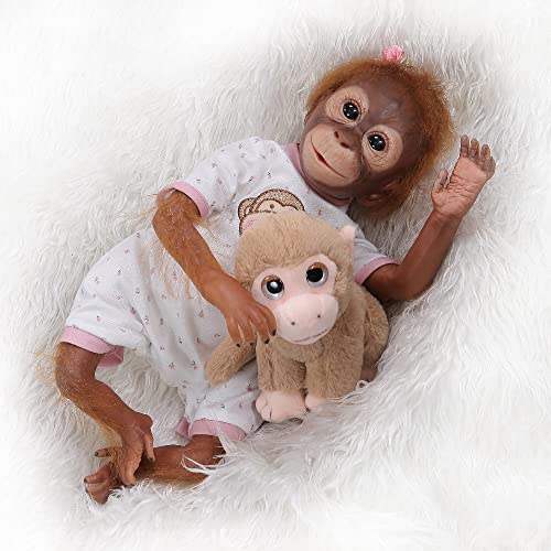 XWZ Muñeca Reborn De 22 Pulgadas Monkey Boy, Pintura Detallada Hecha A Mano, Mono Bebé Recién Nacido, Muñeca Coleccionable, Regalo para Niños