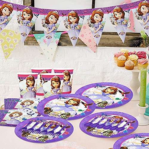 XXZY 76Pcs Fiesta Decoración,Juego de artículos para fiestas de princesas,Decoraciones de cumpleaños para niños,incluidos vasos de papel, sombreros de papel,y otros artículos para fiestas