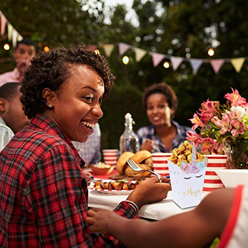 YANGTE 24 Piezas de Palomitas de maíz Caja de bocadillos Arco Iris patrón Unicornio Caja de meriendas Palomitas de maíz Baby Shower Fiesta de cumpleaños Suministros