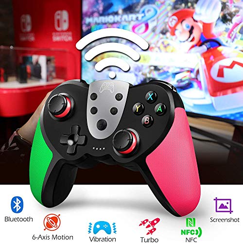 YANZHU Mando Inalámbrico Pro para Nintendo Switch Mando de Interruptor Mando Gamepad con Función NFC Y Despertador de Inicio Compatible con Eje Giroscópico Turbo Y 4 Niveles de Vibración