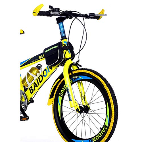 YAOXI Bicicleta De Montaña con Suspensión Amortiguación Horquilla, Bolsillo del Marco Y Sostenedor De Botella De Agua 6 Engranajes Pinza De Freno V Freno Niño-Niña Bicicleta,Amarillo,20Inch