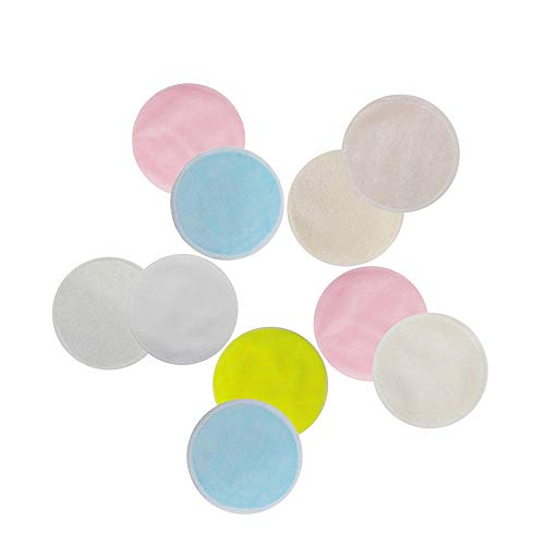 YCX 20 Discos absorbentes Lavables, Protectores de Lactancia Maquillaje Cojines de Lactancia de bambú orgánicos Dos Capas removedor de algodón de Fibra de bambú Lavable,Natural