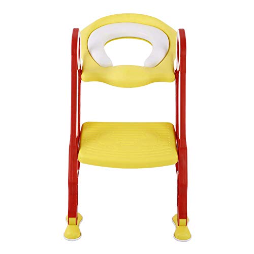 YCX Orinal Aprendizaje con escaleras Niños Asiento del Inodoro Ajustable, con Escalera WC aseos Orinal Entrenador para niño y niña,Amarillo