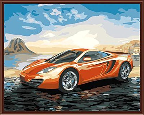 YEESAM ART Juego de pintura por números para adultos y niños, Car Prestige Auto Tour 16 x 20 pulgadas, lona de lino, pintura al óleo, regalo de Navidad