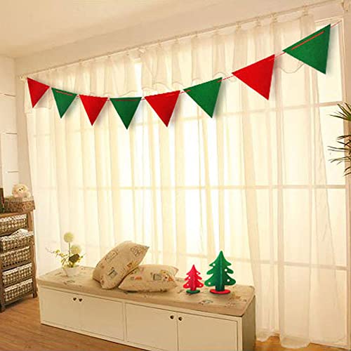 YHSW Feliz Navidad Banner Garland Banners Banderas Bunting Decoraciones Árbol Elk Medias con Letras Patrón de triángulo para decoración Interior y Exterior