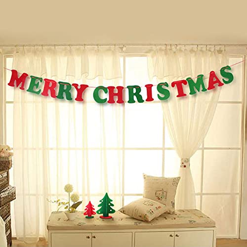 YHSW Feliz Navidad Banner Garland Banners Banderas Bunting Decoraciones Árbol Elk Medias con Letras Patrón de triángulo para decoración Interior y Exterior