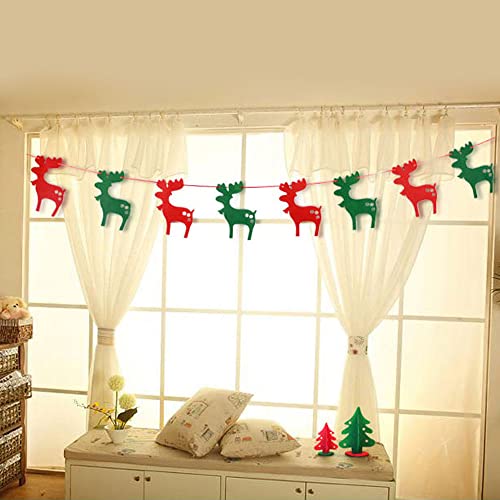 YHSW Feliz Navidad Banner Garland Banners Banderas Bunting Decoraciones Árbol Elk Medias con Letras Patrón de triángulo para decoración Interior y Exterior