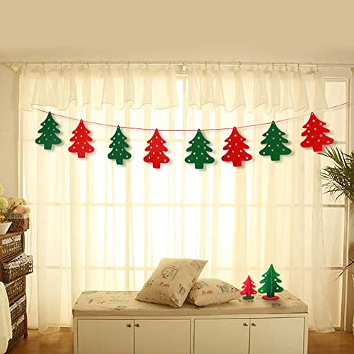 YHSW Feliz Navidad Banner Garland Banners Banderas Bunting Decoraciones Árbol Elk Medias con Letras Patrón de triángulo para decoración Interior y Exterior