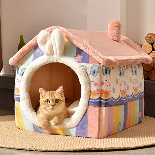 YHSW Tienda de campaña para Mascotas Cama Cueva Gatos/Perros pequeños,2 en 1 Casa Cama con cojín extraíble y Lavable,Erizo,Conejillo Indias,Chinchilla,Ardilla,Gato （S）