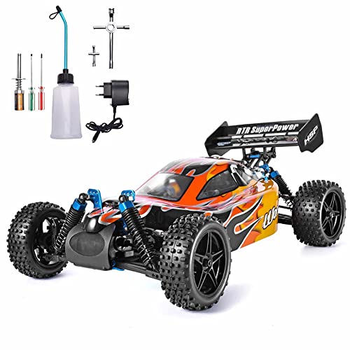 YHYL 1/10 Scale HSP RC Nitro Car, Alta Velocidad 65Km / H, 4WD Control Remoto De Metanol Accionado por Aceite Buggy, Camión De Control Remoto De 2.4Ghz, Modelo De Autos De Simulación Cross Country