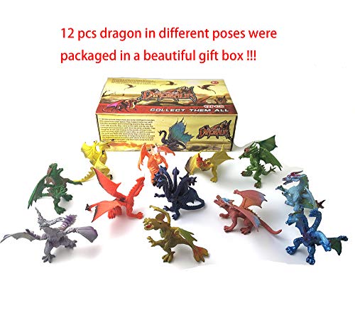 YIJIAOYUN   12 Piezas Creativas del dragón Volador Figuras Frescas del Castillo de Beasties, Estilos Variados para favores de Fiesta o Medias rellenas