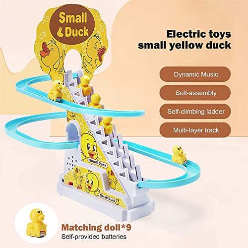 YIMO Electric Little Duck Track Slide Toys,Electric Duck Climbing Stairs Toy,railcar Toy, Electric Duck Climbing Stairs Toys,Small Yellow Duck Educational Climbing Toy,Duck Climbing Stairs Toy