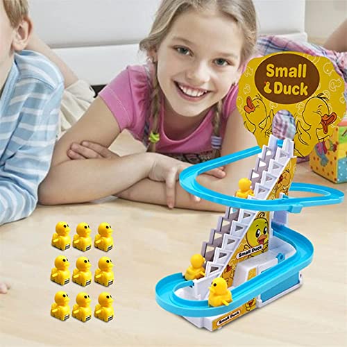 YIMO Electric Little Duck Track Slide Toys,Electric Duck Climbing Stairs Toy,railcar Toy, Electric Duck Climbing Stairs Toys,Small Yellow Duck Educational Climbing Toy,Duck Climbing Stairs Toy