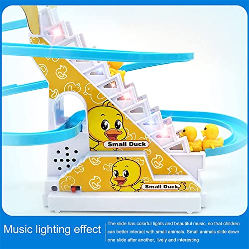 YIMO Electric Little Duck Track Slide Toys,Electric Duck Climbing Stairs Toy,railcar Toy, Electric Duck Climbing Stairs Toys,Small Yellow Duck Educational Climbing Toy,Duck Climbing Stairs Toy