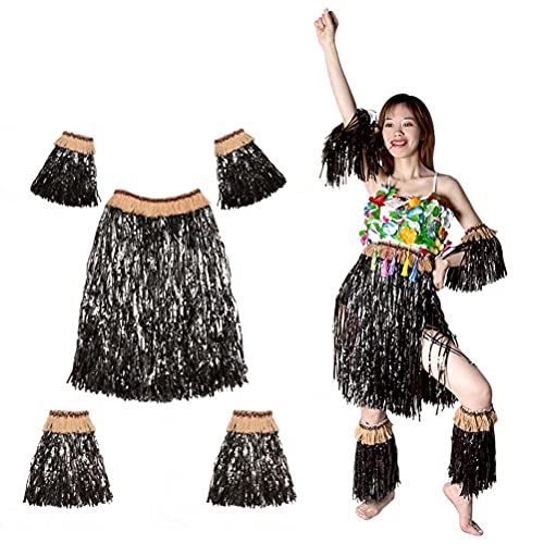 YIPUTONG Conjunto de Disfraces Hawaianos, Falda Hawaiana, Fiesta de Hula, Falda de Bast, Conjunto de Accesorios de Disfraces para la Fiesta de Verano del Carnaval Hawaiano, Traje Hawaiano, Conjunto