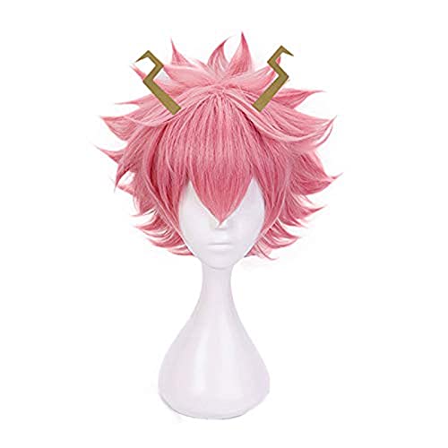 YiShuHua Pelucas para el Cabello de Arte Resistente al Calor, My Hero Academia Mina Ashido Peluca Rosa con Headwear Cosplay Costume Boku No Hero Academia (Color : Pink)