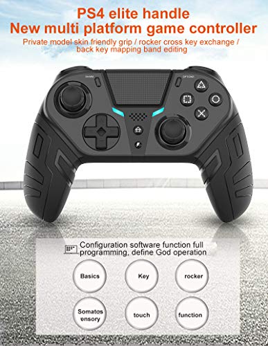 YMKT Controlador de juego inalámbrico para PS4 Elite/Slim/Pro, mango remoto Bluetooth Gamepad Joystick consola con botón trasero programable Turbo vibración