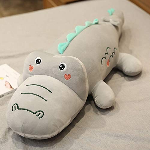 YMQKX 60-120cm Juguetes de Animales de Peluche enormes Almohada de cocodrilo de Peluche Muñeco de Peluche Grande Cojín de Animales para niños para niños Regalo de niña 90cm Gris