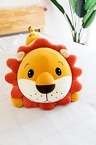 YMQKX 85-110cm Almohadas de Animales en Forma de Oruga Gigante Lindo Perro Husky León Conejo muñecos de Peluche Juguetes para niños 110cm león