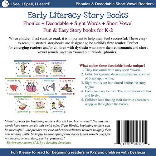 Yo veo, deletreo, aprendo - Fonia, Palabras de la vista, Libros de cuentos de vocales cortas (Lectores decodificables para todos los lectores emergentes en K-3 o dislexia) - Nivel A (10 historias)