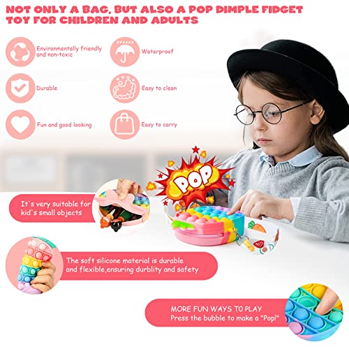 YOGINGO Pop Push It Borso, POPI Fidget Toy Bolsa de Mensajero, 2 en 1 Popit Bolso de Mano de Juguetes Sensoriales Antiestrés con Bandolera de Longitud Ajustable para Niños y Adultos (Helado)