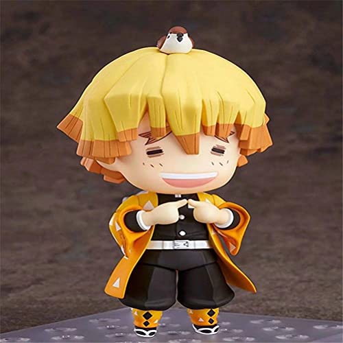 YOISMO Demon Slayer Agatsuma Zenitsu - Versión Q Nendoroid Cara Intercambiable Figura movible PVC Anime Juego de Dibujos Animados Modelo de Personaje Estatua Figura Juguete Coleccionables