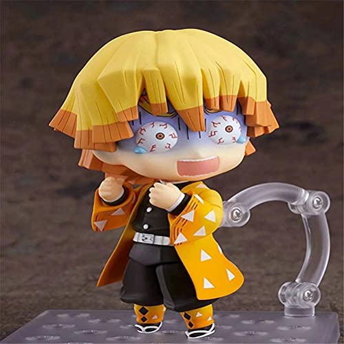 YOISMO Demon Slayer Agatsuma Zenitsu - Versión Q Nendoroid Cara Intercambiable Figura movible PVC Anime Juego de Dibujos Animados Modelo de Personaje Estatua Figura Juguete Coleccionables